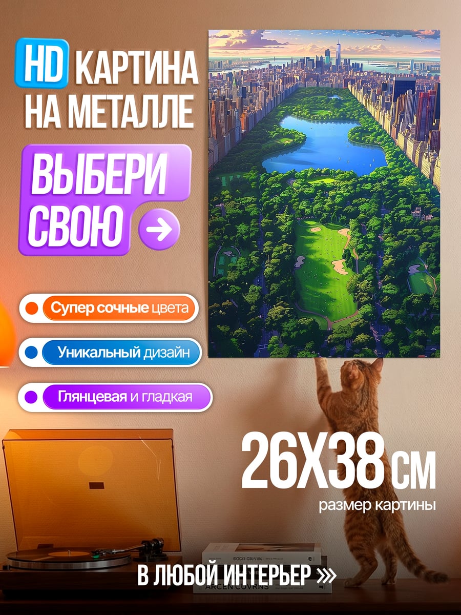 Картина на металле Центральный парк Нью-Йорк