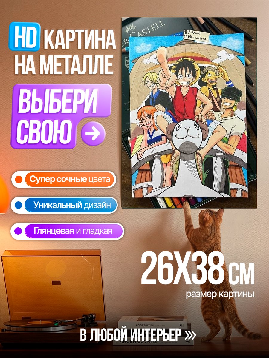 Картина на металле Команда Соломенной Шляпы