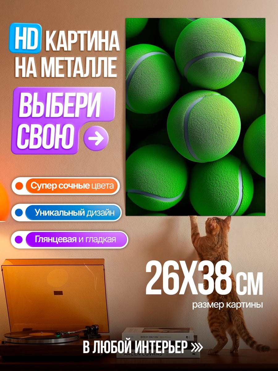 Картина на металле Теннисные мячи