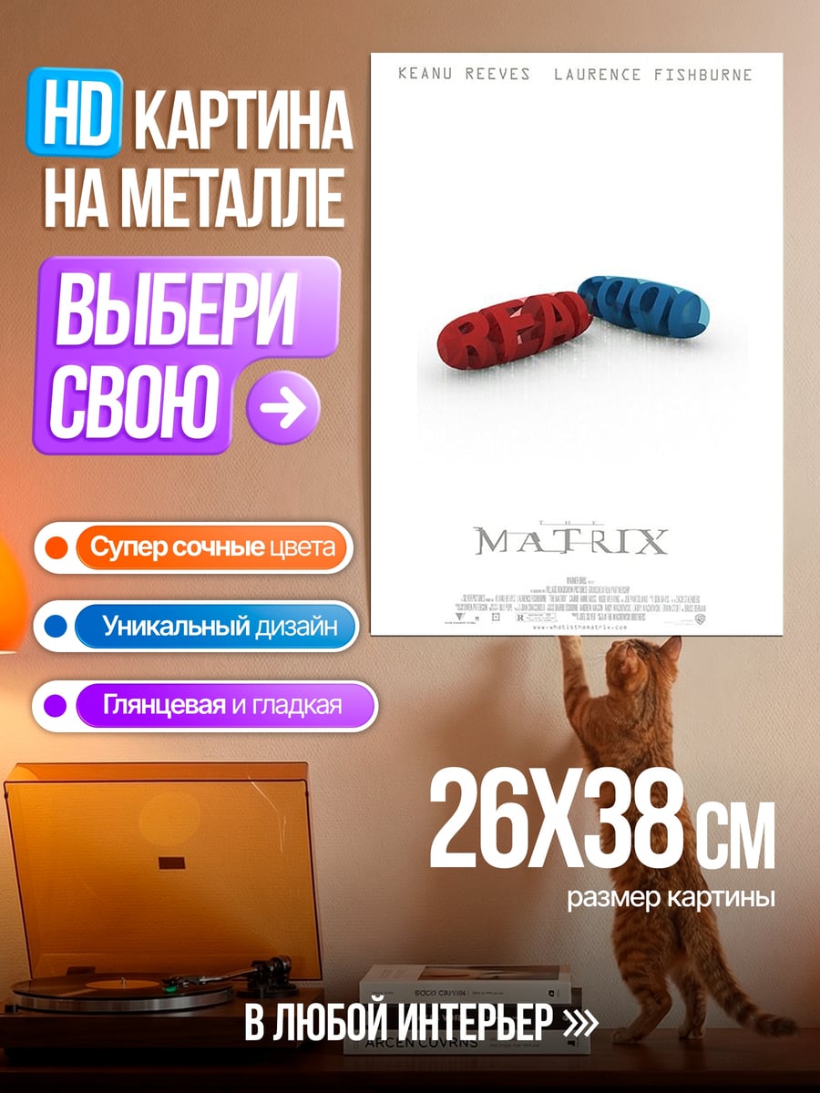 Картина на металле Матрица красная синяя