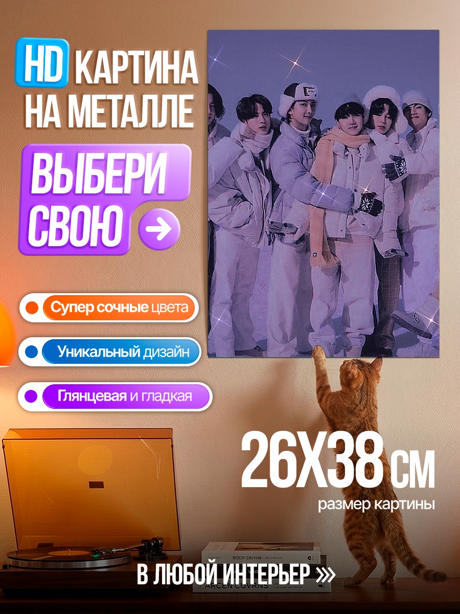 Картина на металле Зимняя фотосессия BTS