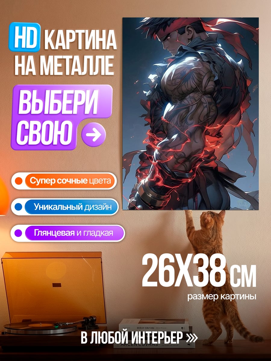 Картина на металле Рю боец