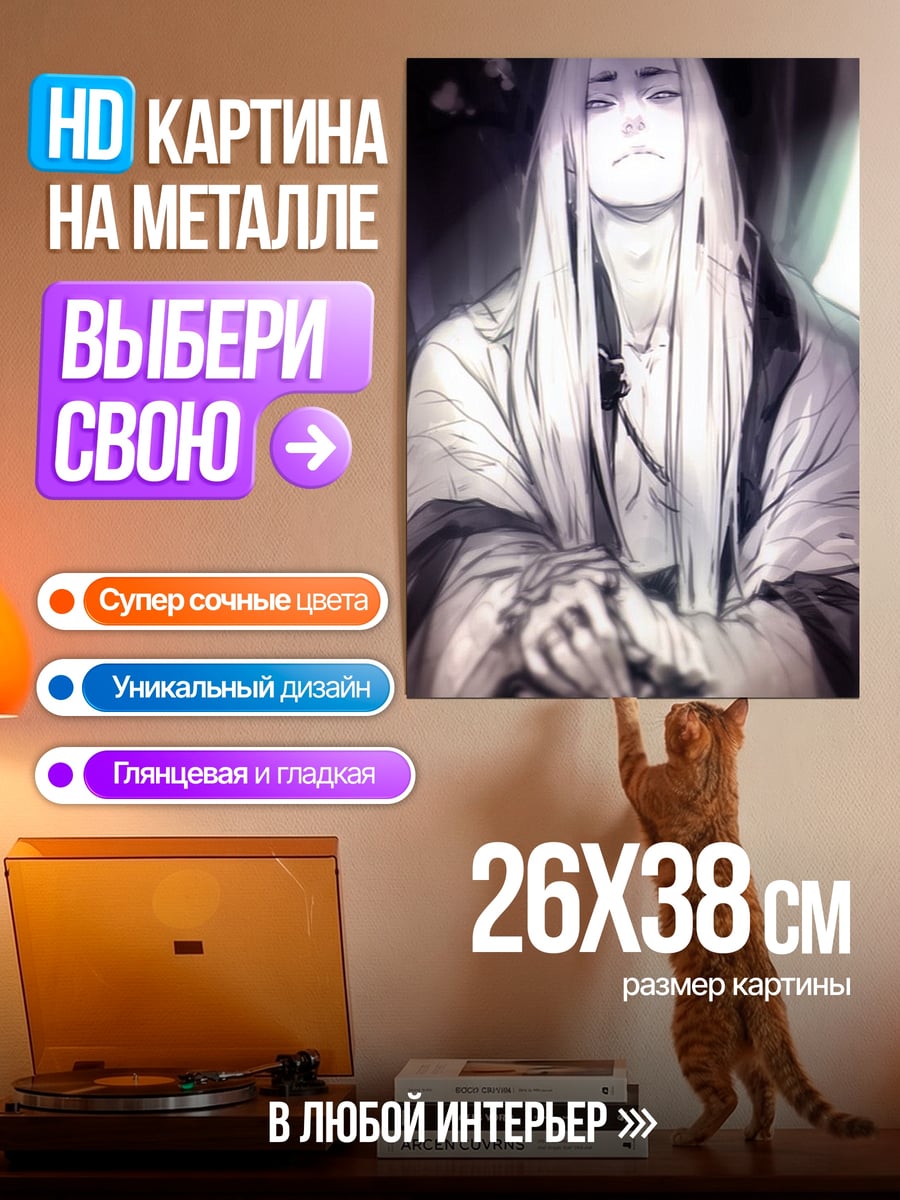 Картина на металле Длинноволосый маг