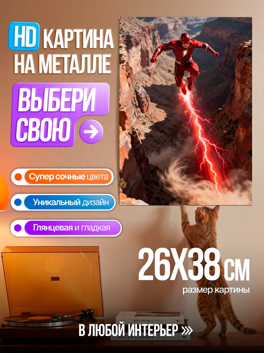 Картина на металле Флэш в каньоне