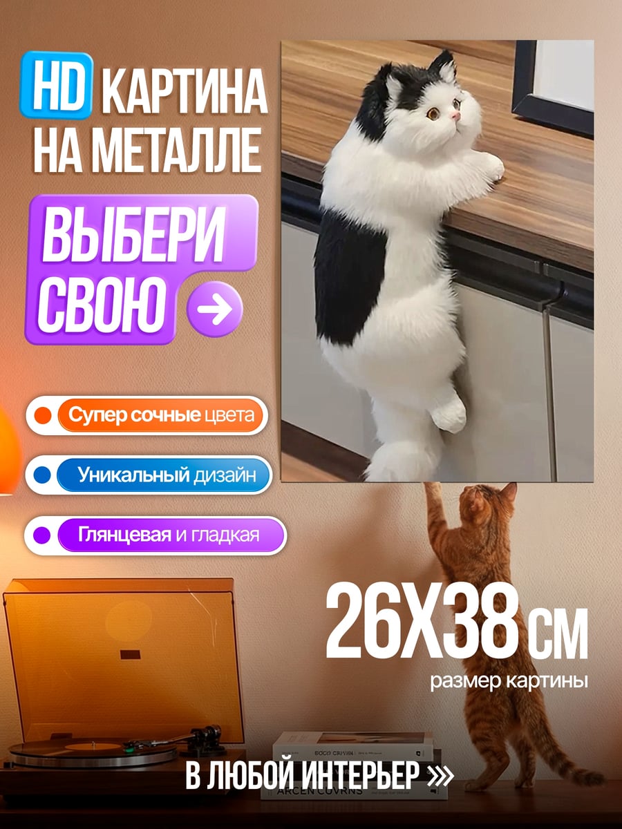 Картина на металле Кот на шкафу