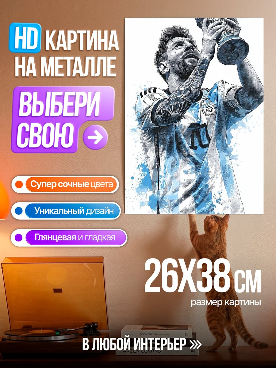Картина на металле Месси кубок мира