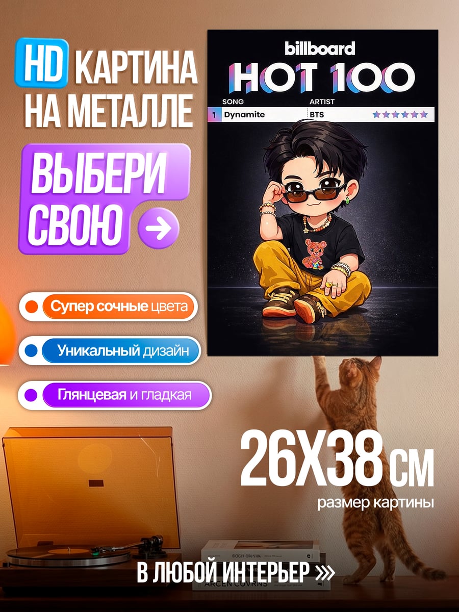 Картина на металле Чимин в очках