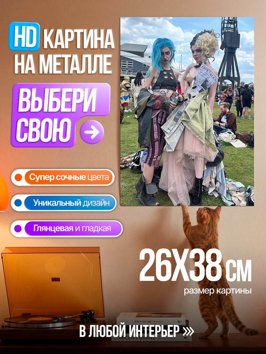 Картина на металле Две девушки косплей