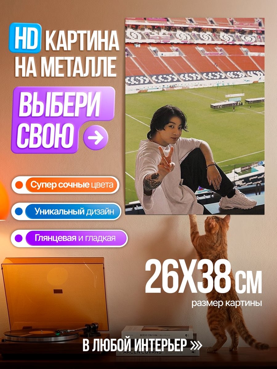 Картина на металле Чонгук на стадионе