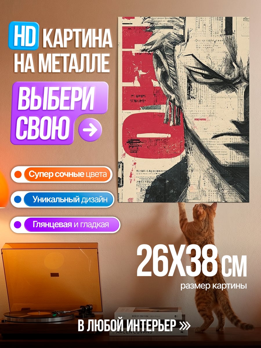 Картина на металле Зоро меч
