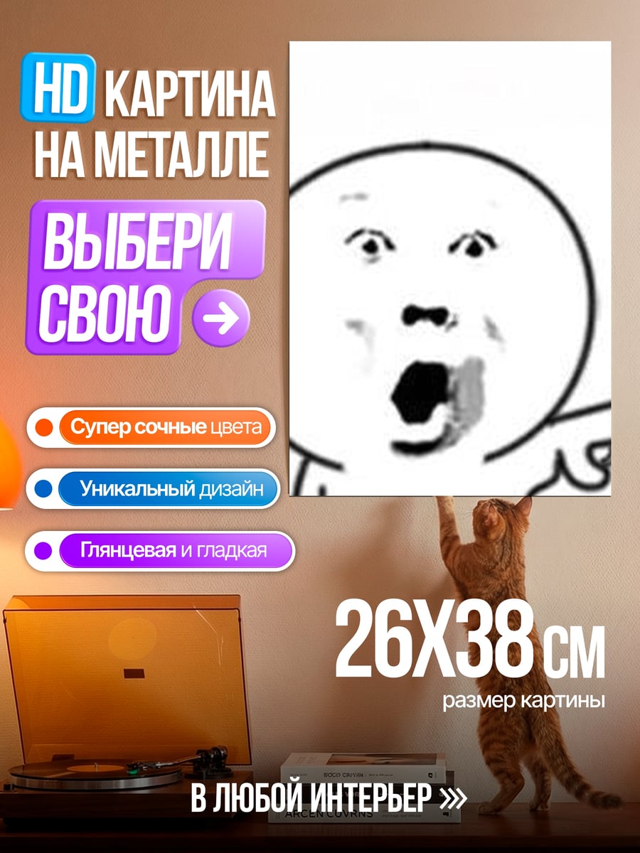 Картина на металле Мем лицо