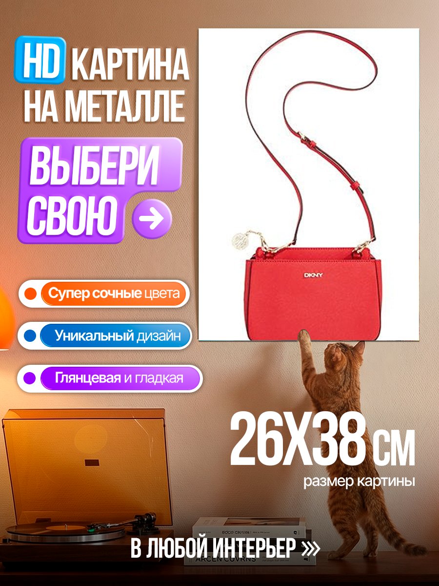 Картина на металле Красная сумка DKNY