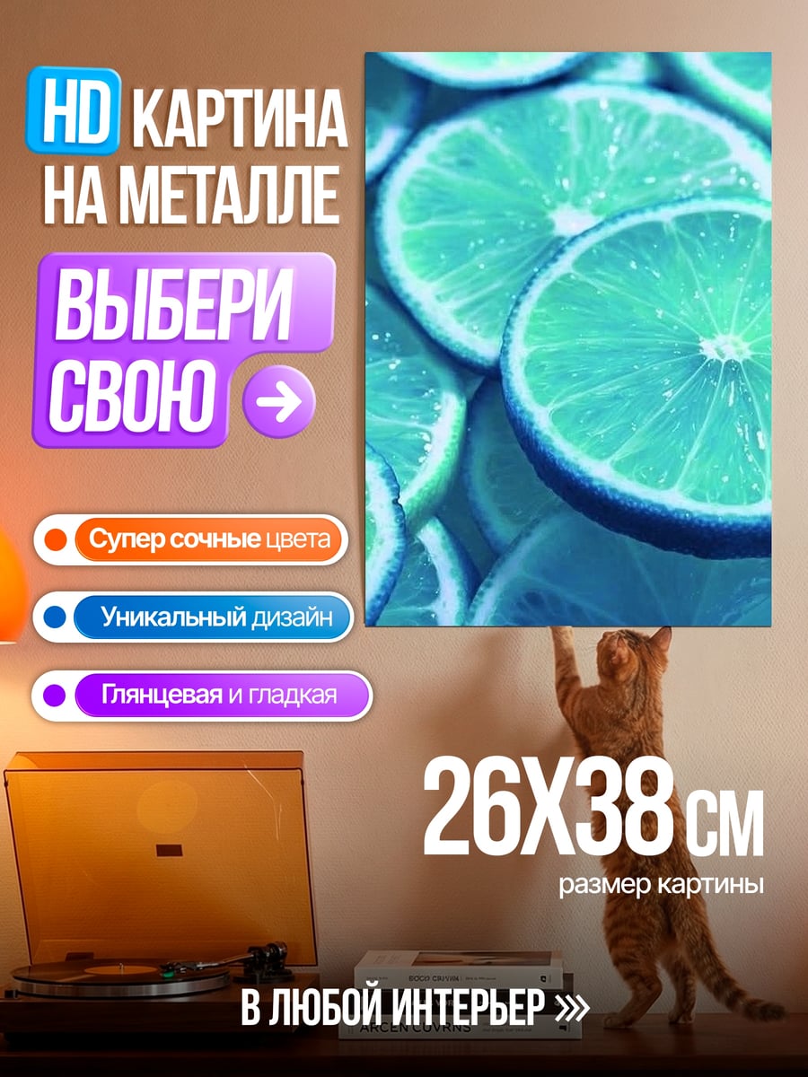 Картина на металле Лаймовые дольки