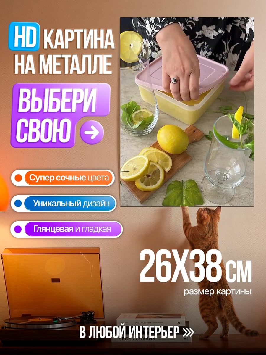 Картина на металле Лимонный напиток