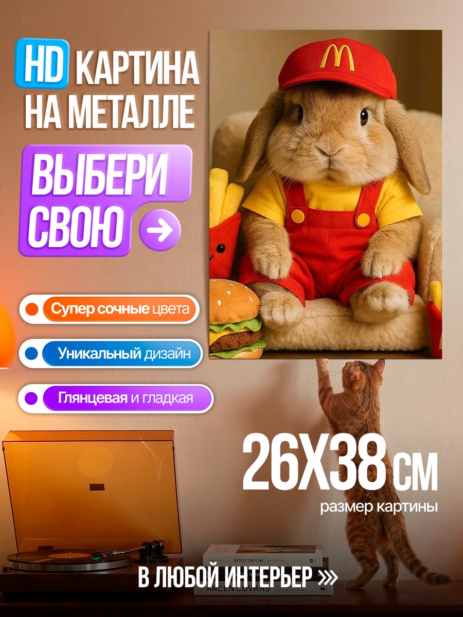 Картина на металле Кролик МакДональдс