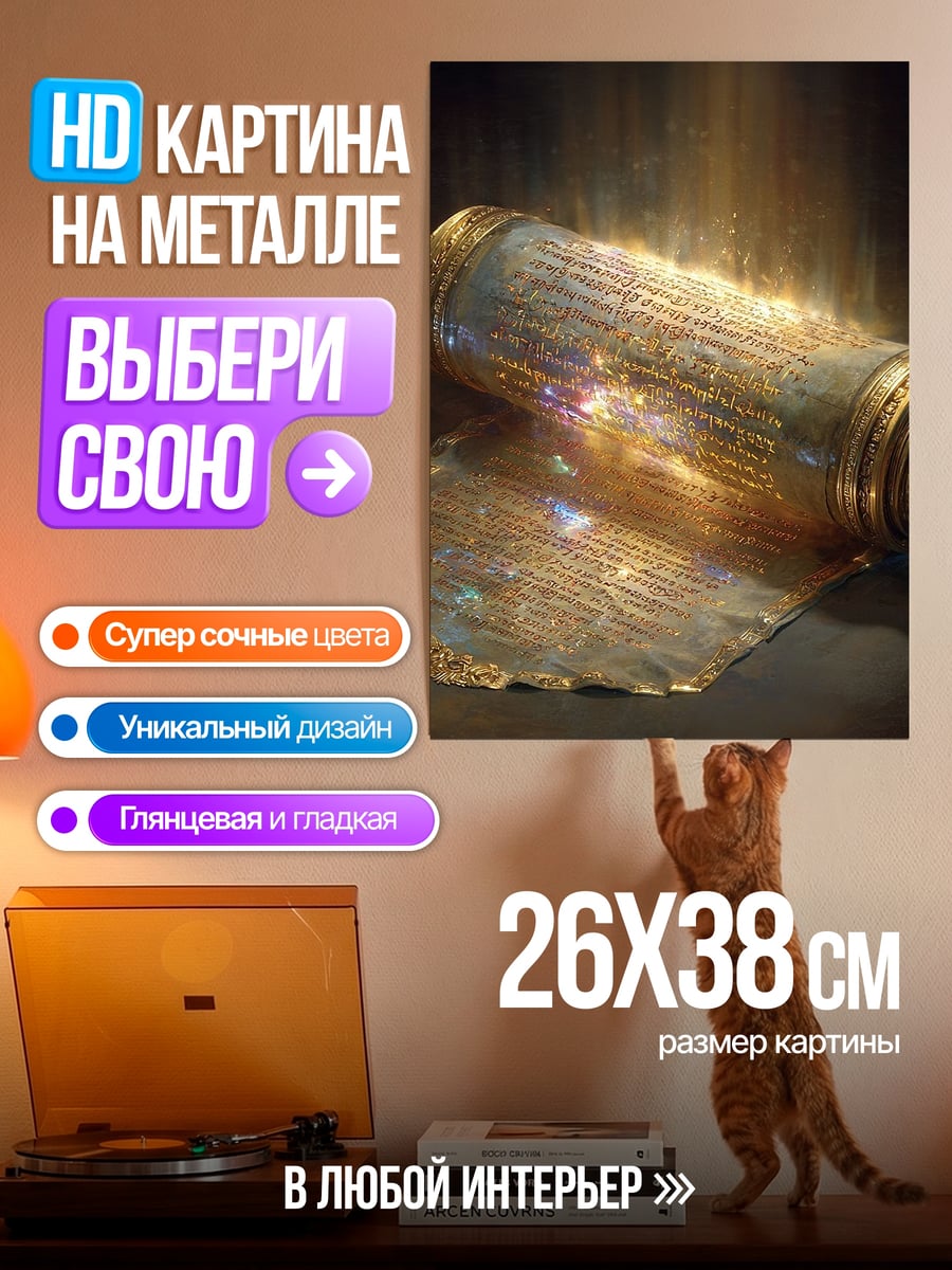 Картина на металле Светящийся древний свиток