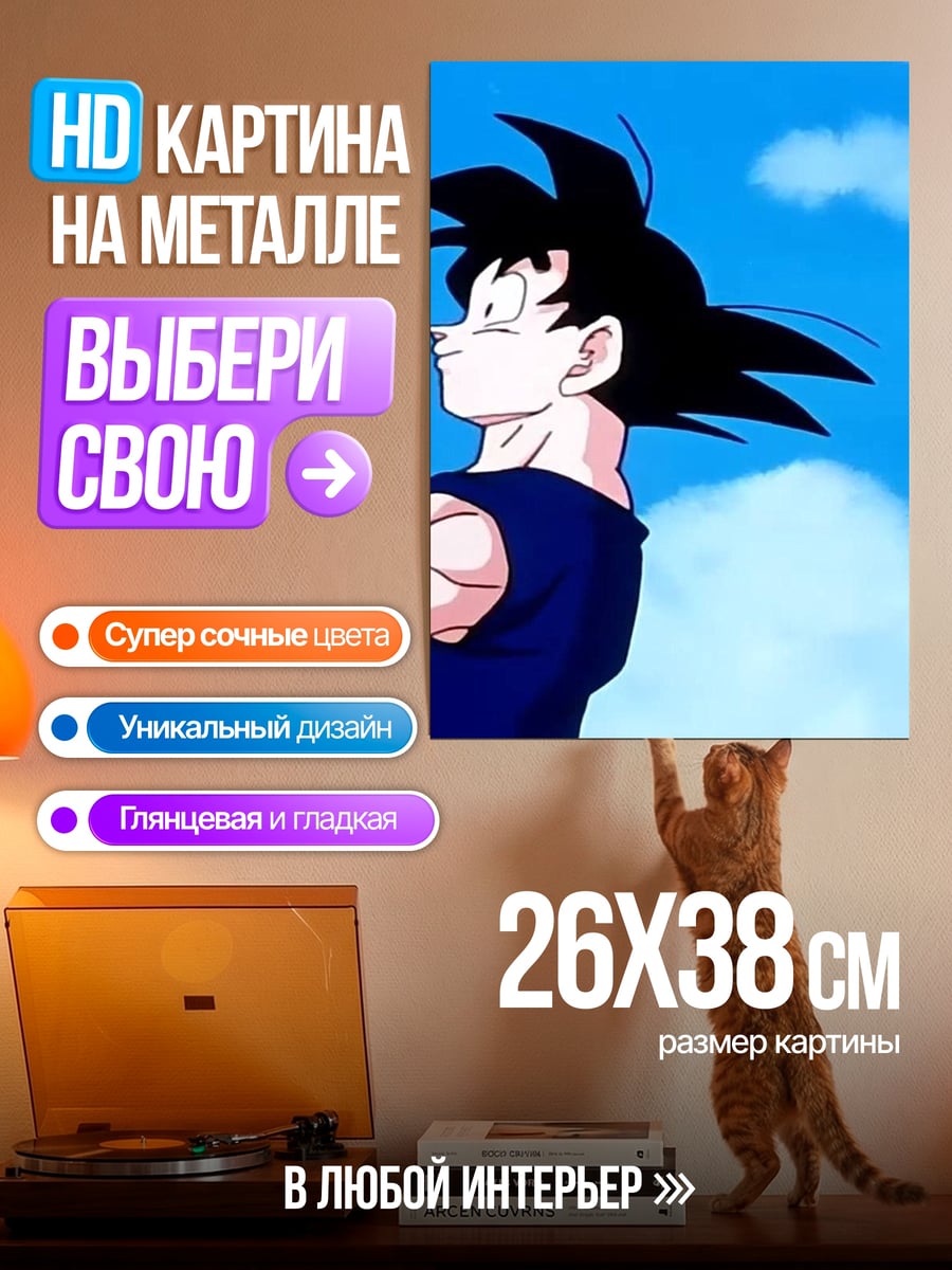 Картина на металле Сон Гоку в небе