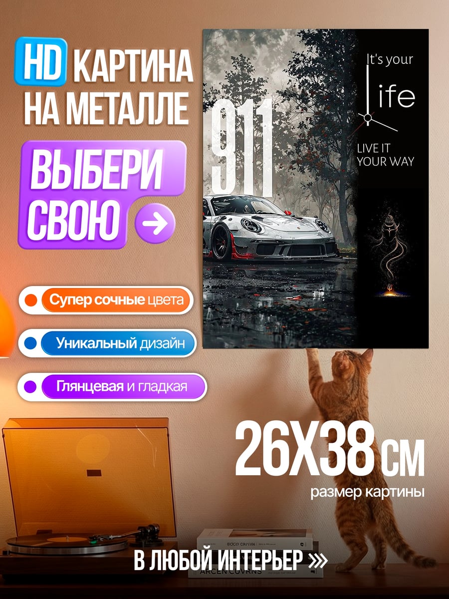 Картина на металле Porsche 911