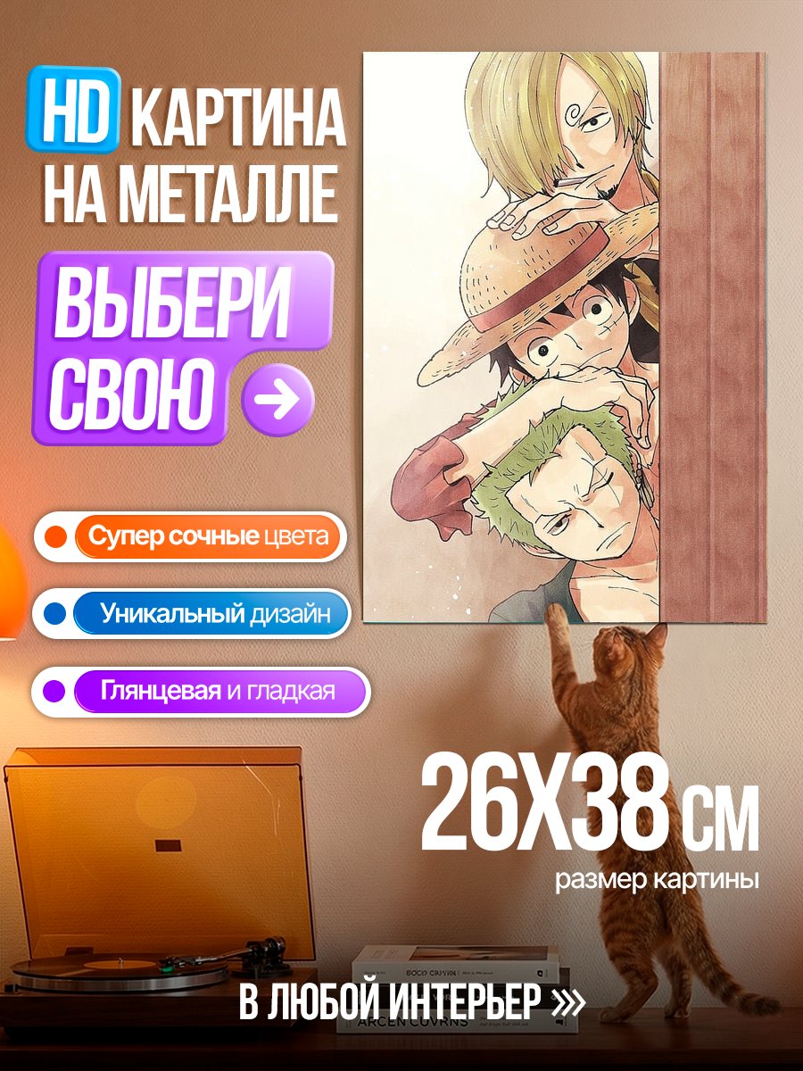 Картина на металле Команда Соломенной Шляпы
