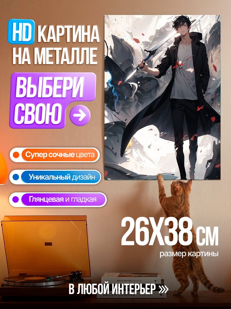Картина на металле Сон Джин Ву клинок
