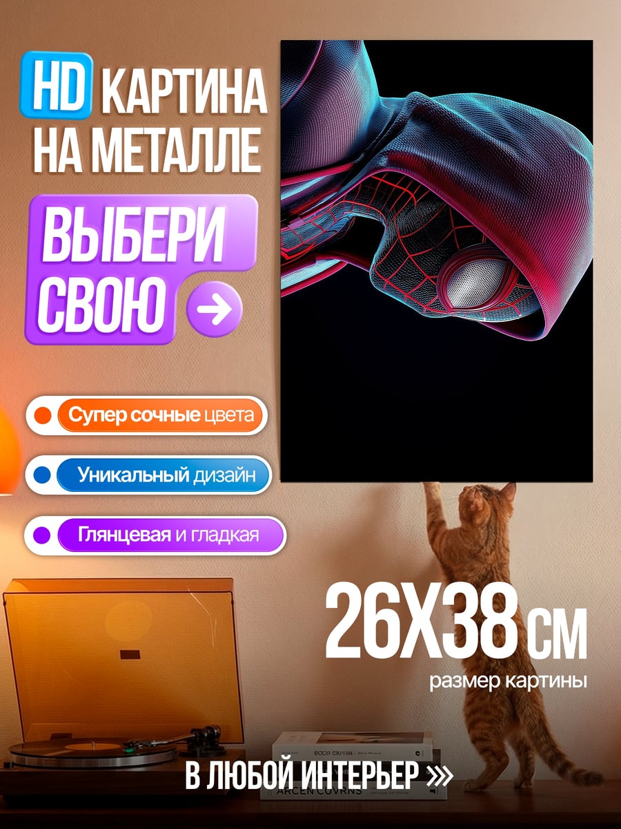Картина на металле Майлз Моралес капюшон