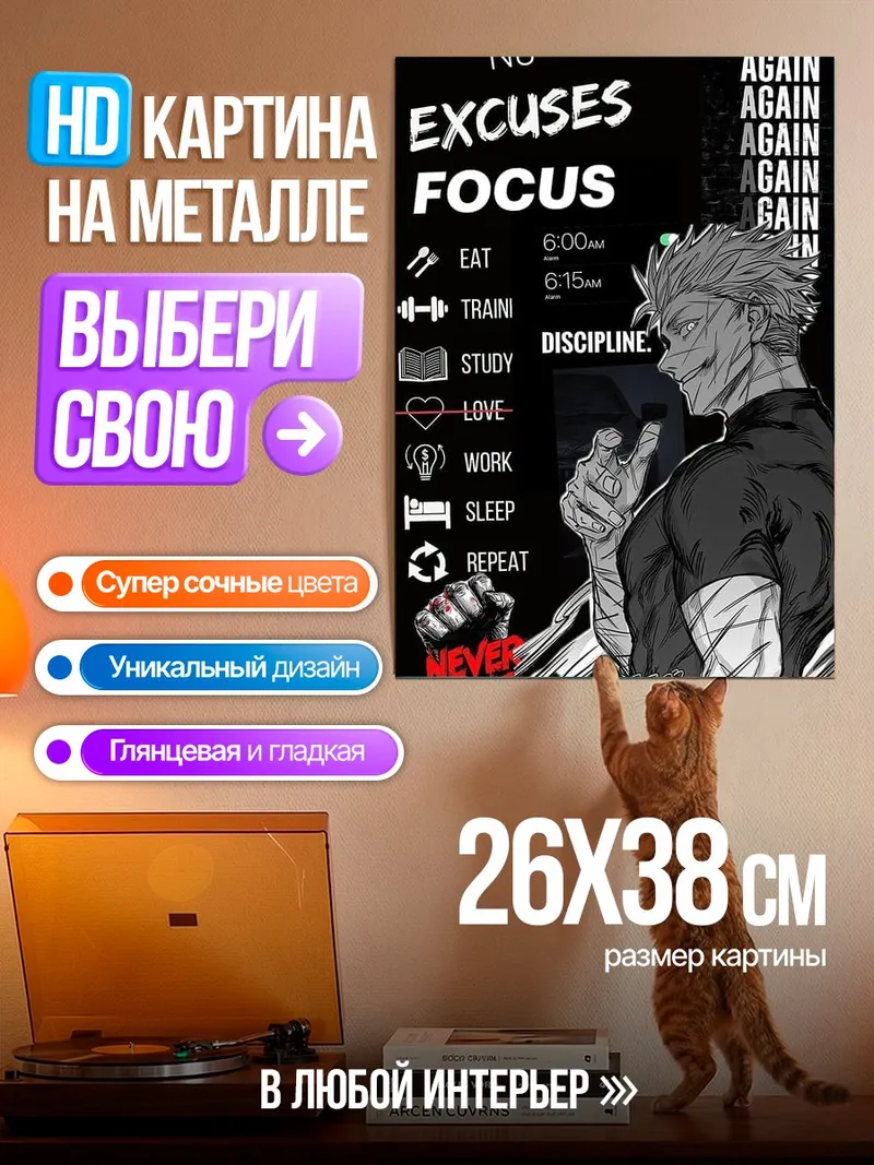 Картина на металле Никаких оправданий фокус