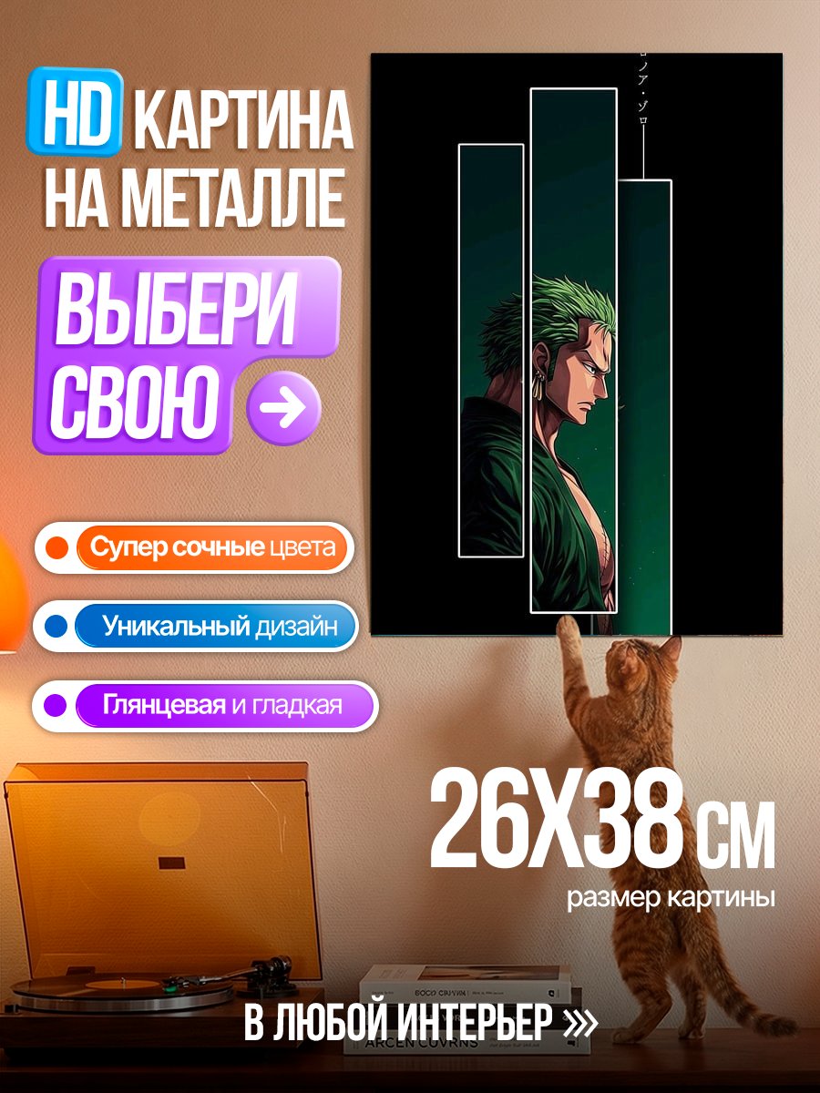 Картина на металле Зоро из Ван Пис