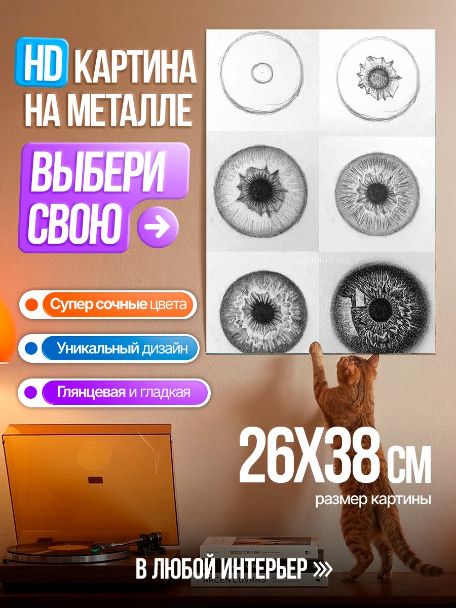 Картина на металле Этапы рисования глаза