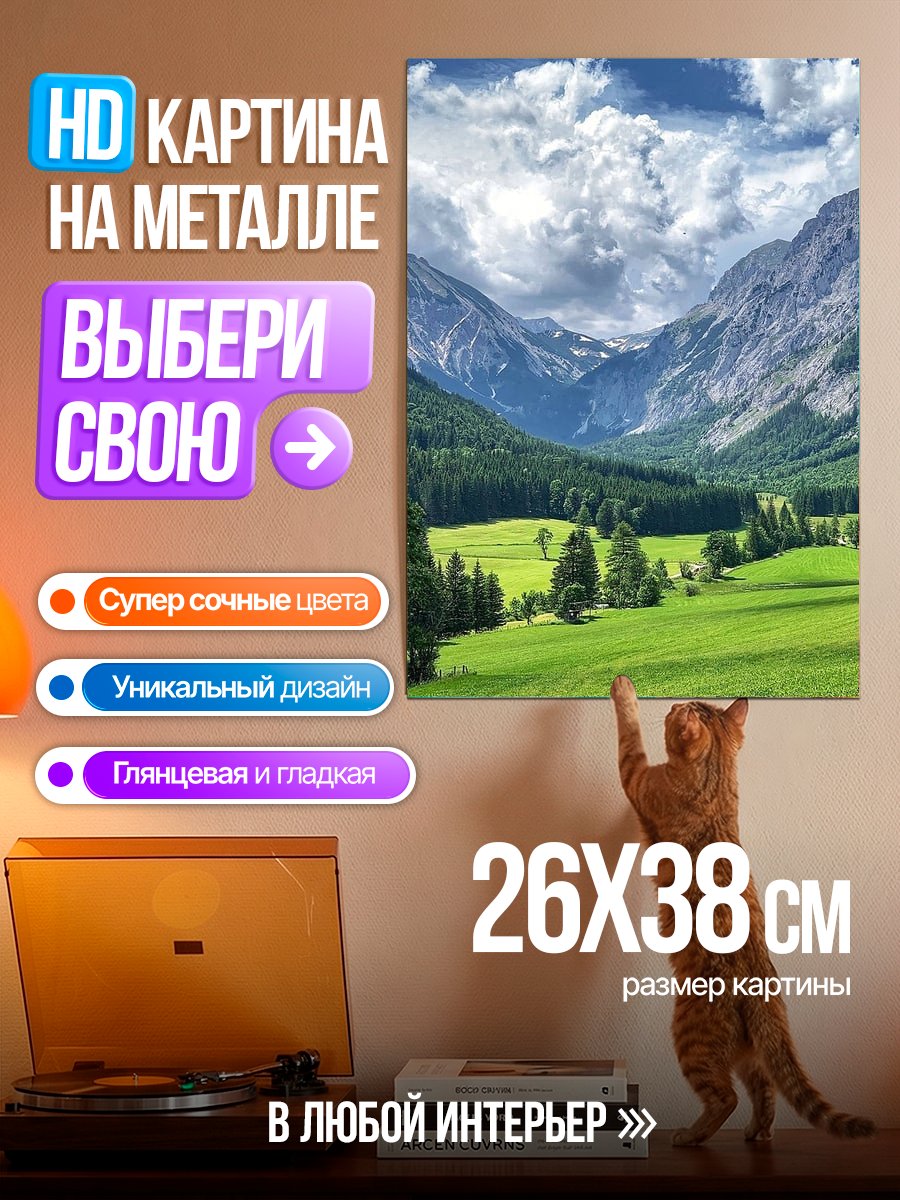 Картина на металле Горная долина