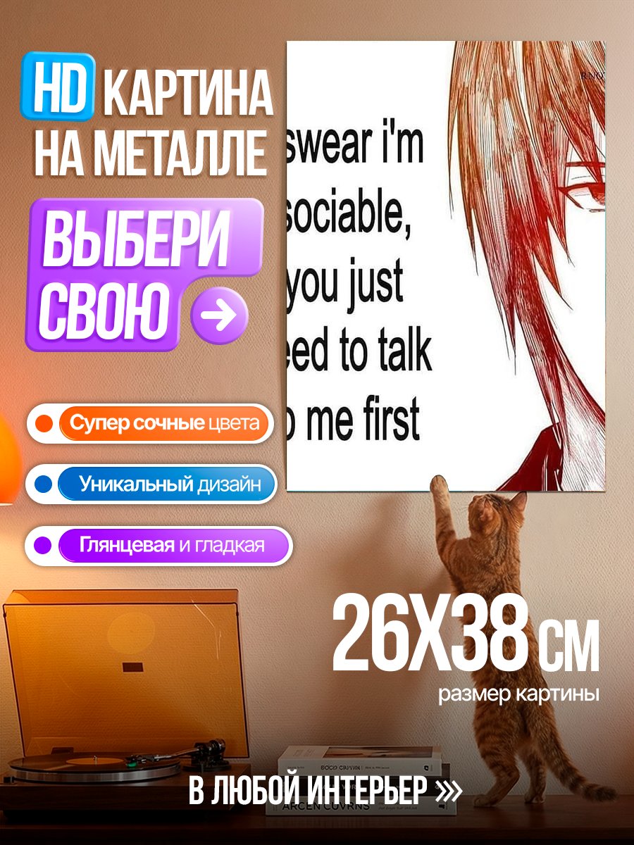Картина на металле Я общительный, поговори со мной