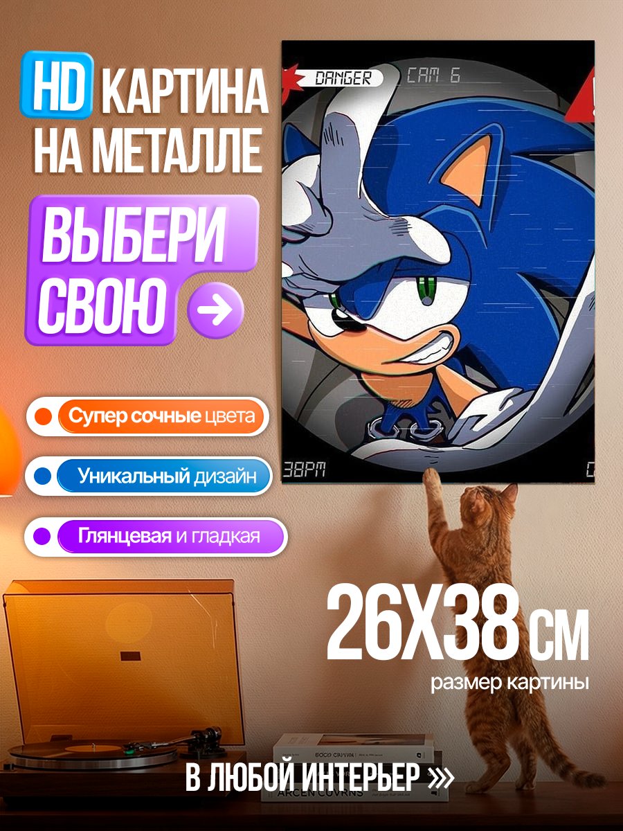Картина на металле Соник ежик