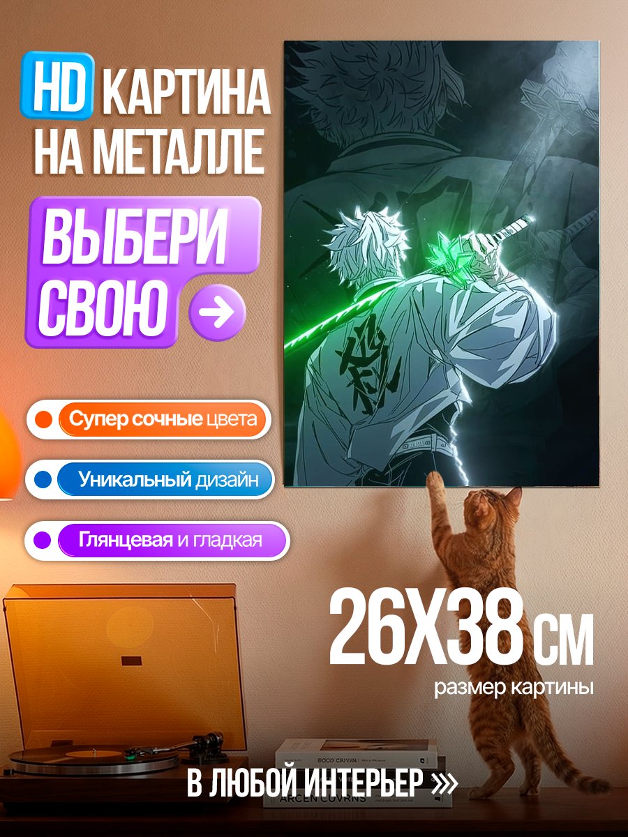 Картина на металле Демон слеер Томиока Гию
