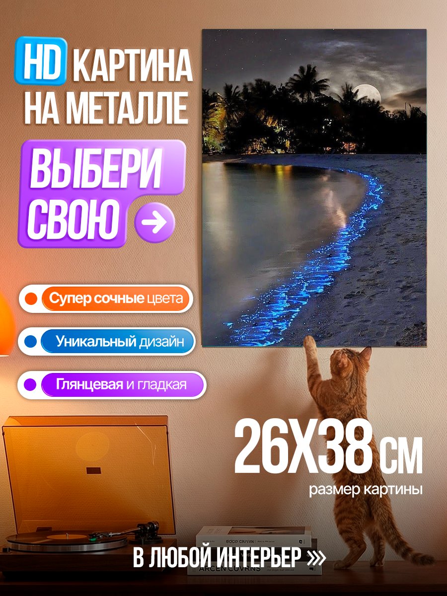 Картина на металле Биолюминесцентный пляж
