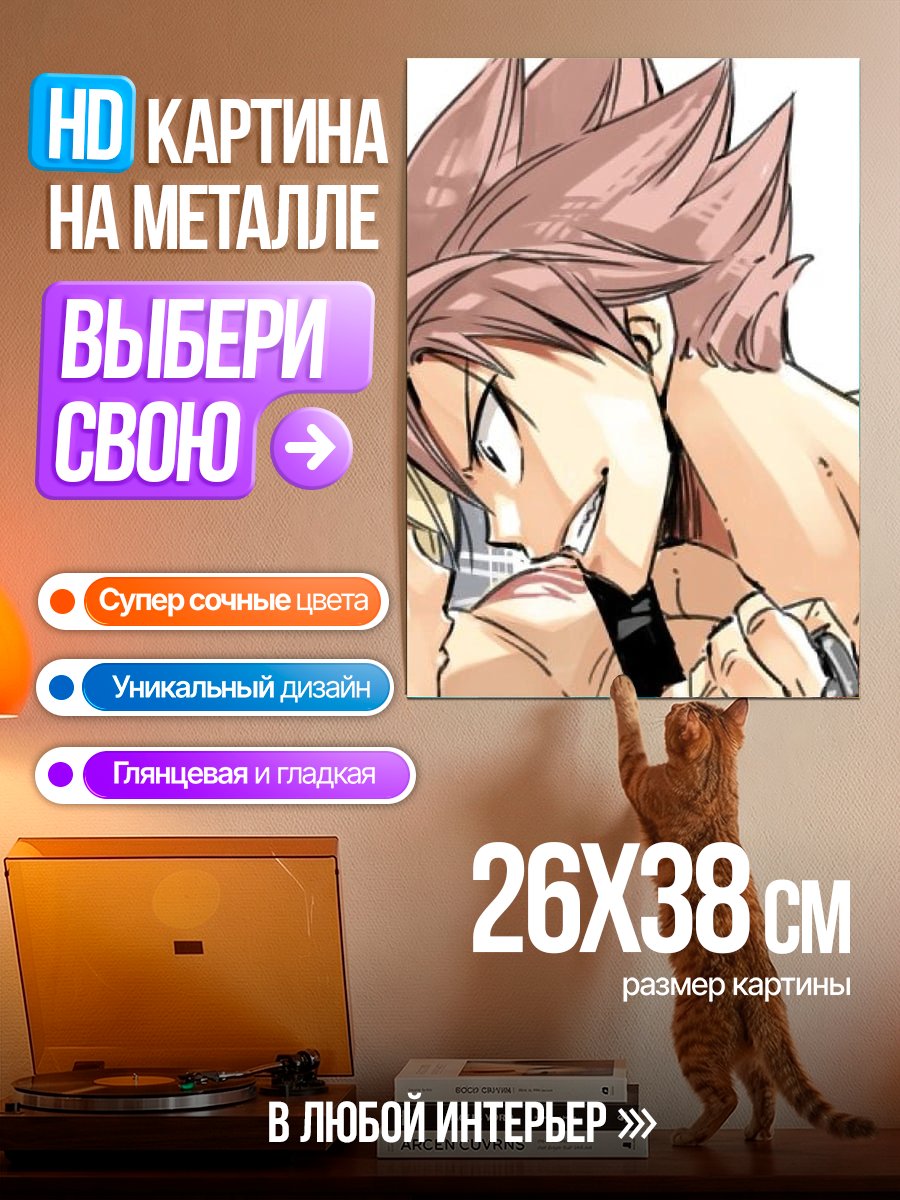 Картина на металле Нацу Драгнил и Люси Хартфилия