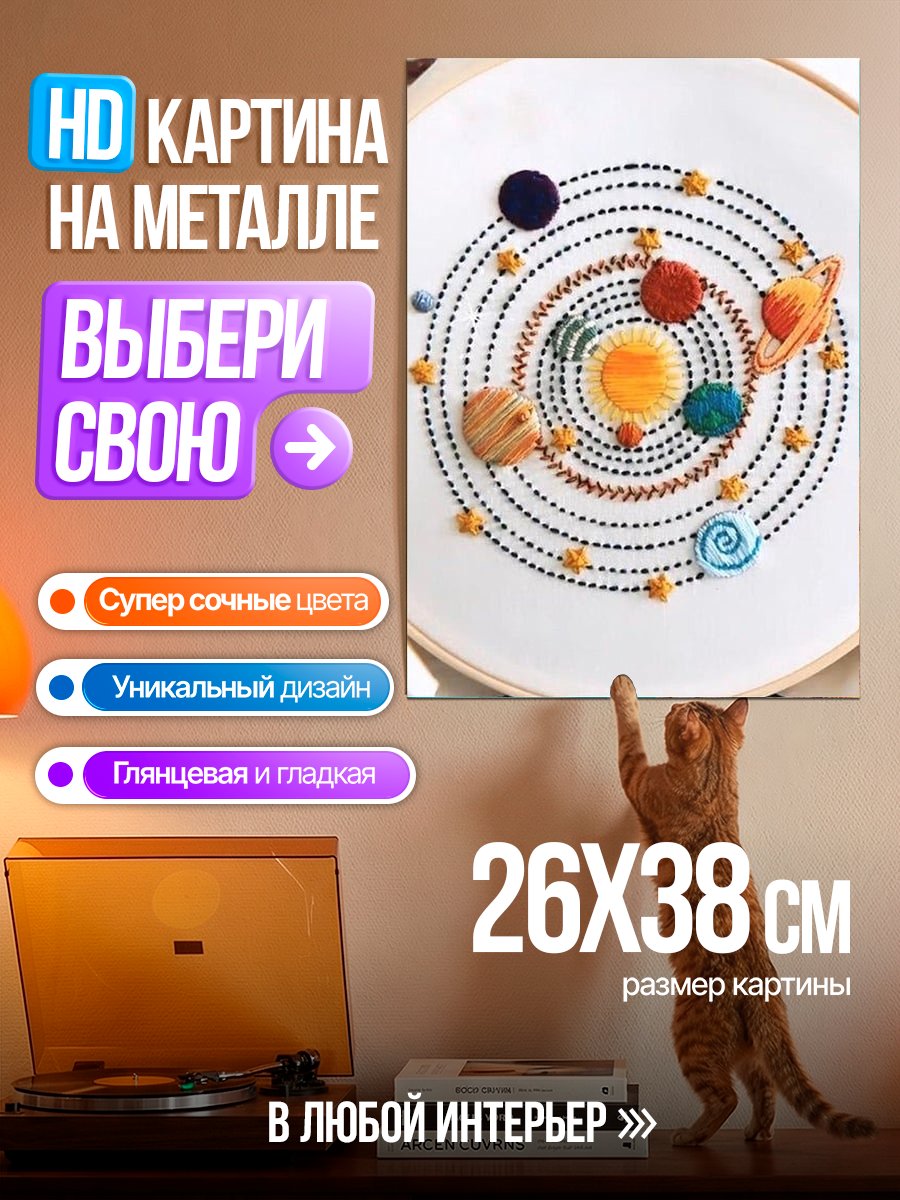 Картина на металле Вышивка Солнечной системы
