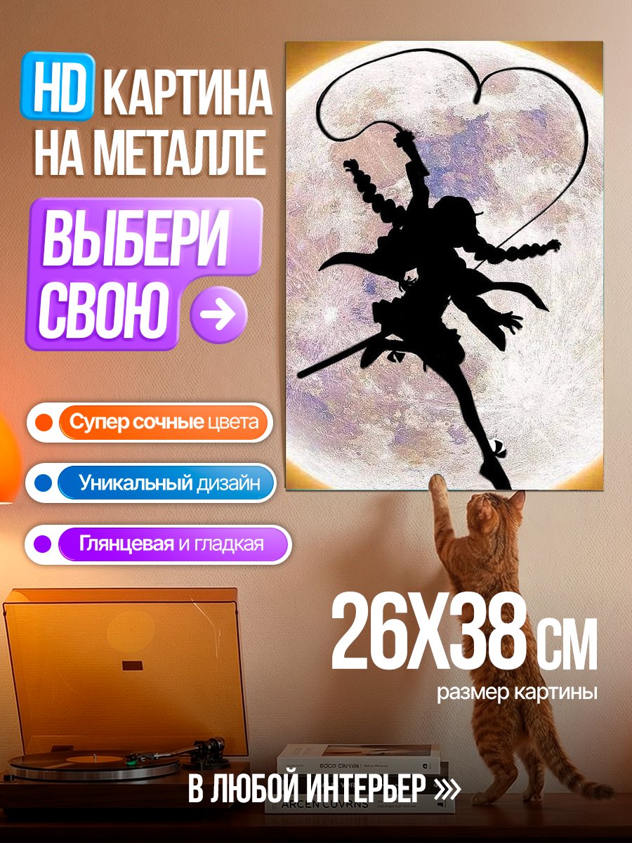 Картина на металле Силуэт девушки с хлыстом
