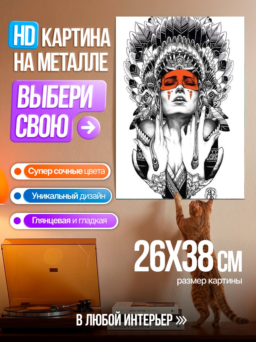Картина на металле Индейская принцесса арт