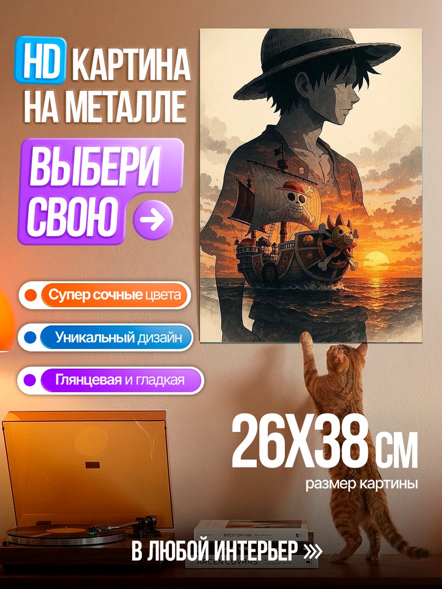 Картина на металле Манки Д. Луффи и корабль