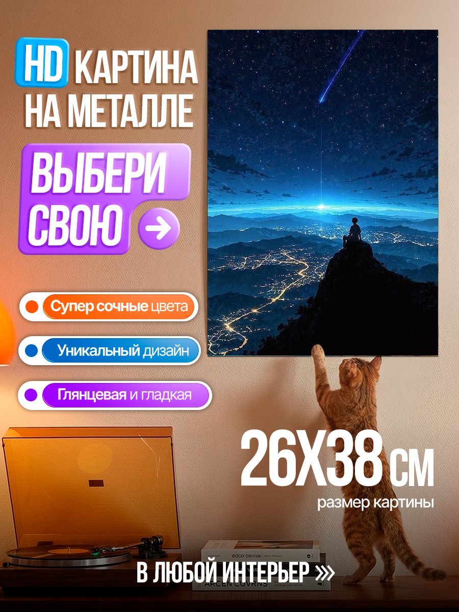 Картина на металле Звездная ночь