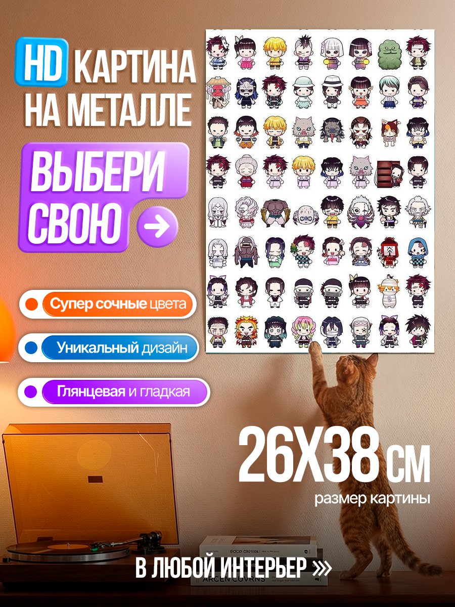 Картина на металле Коллекция персонажей аниме