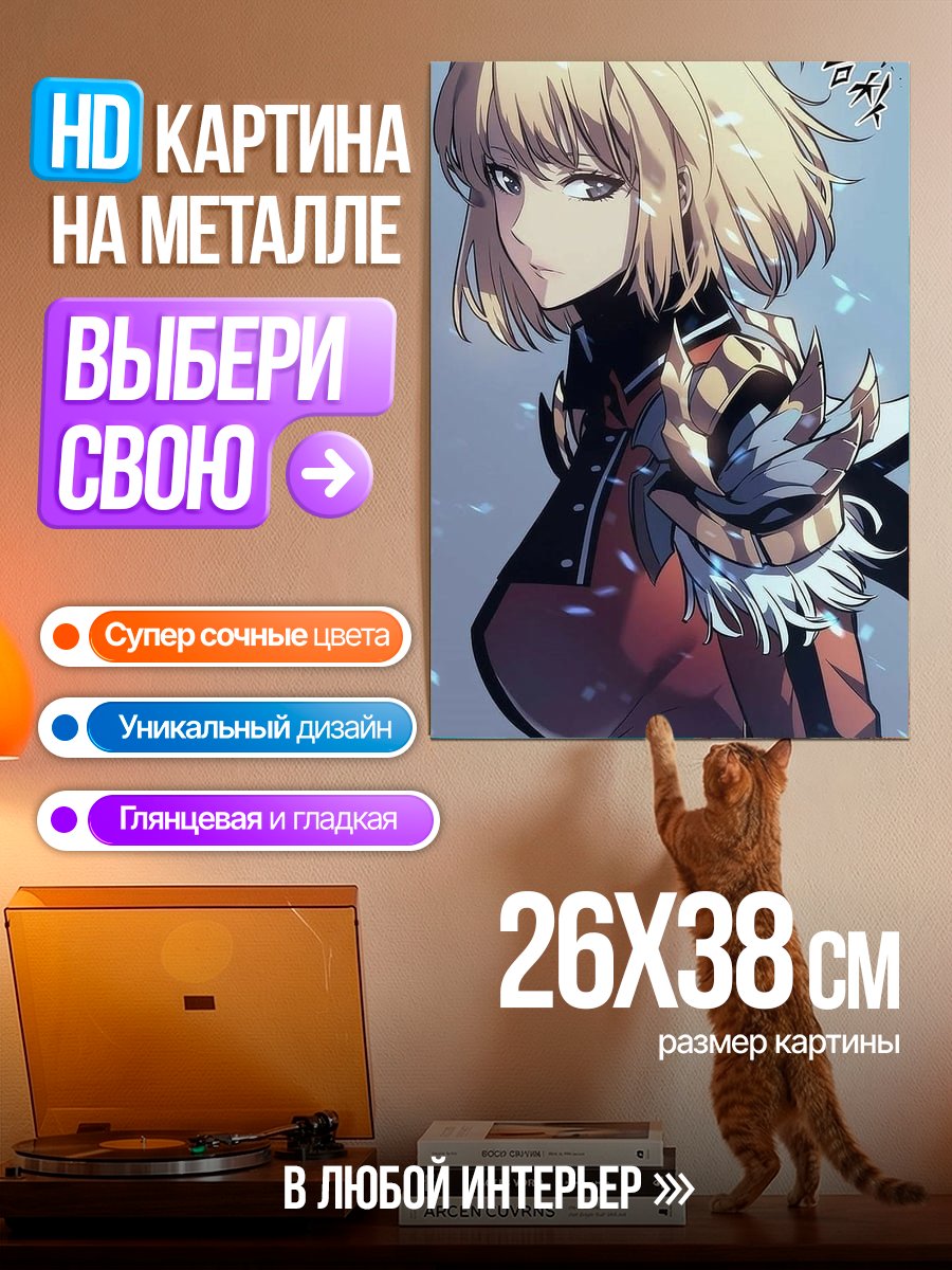 Картина на металле Девушка из Соло Левелинга