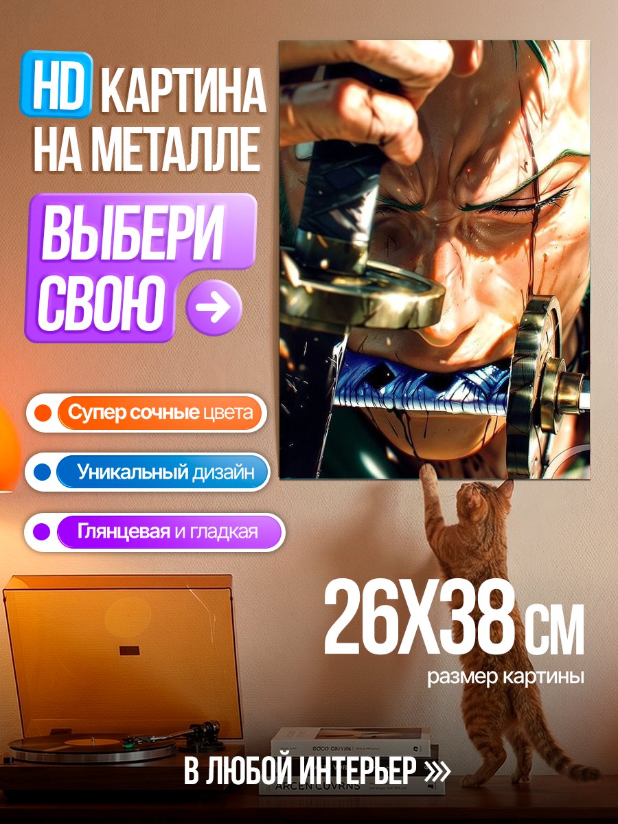 Картина на металле Зоро клинок