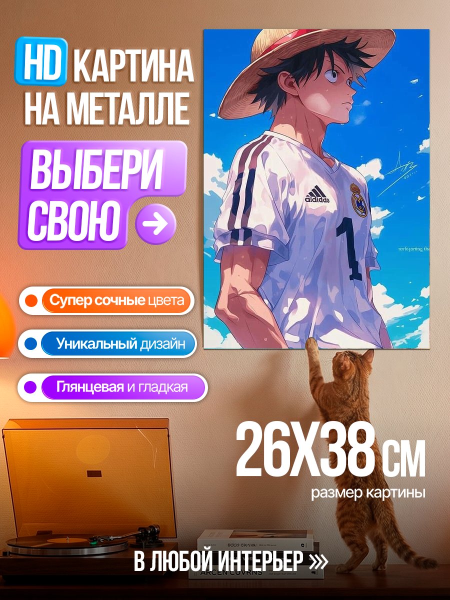 Картина на металле Манки Д. Луффи в шляпе