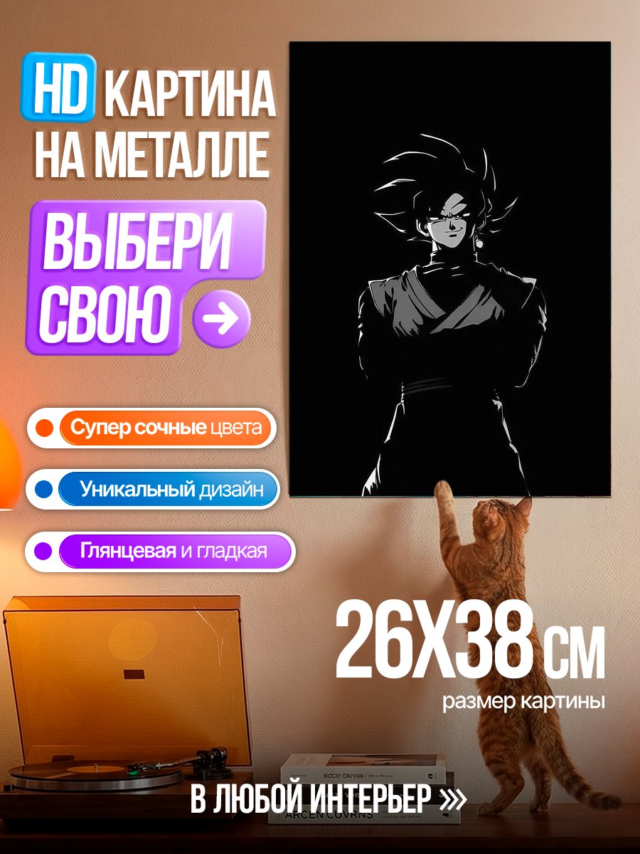 Картина на металле Гоку Черный