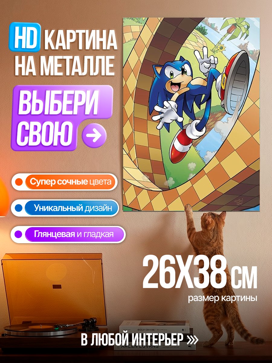 Картина на металле Ежик Соник
