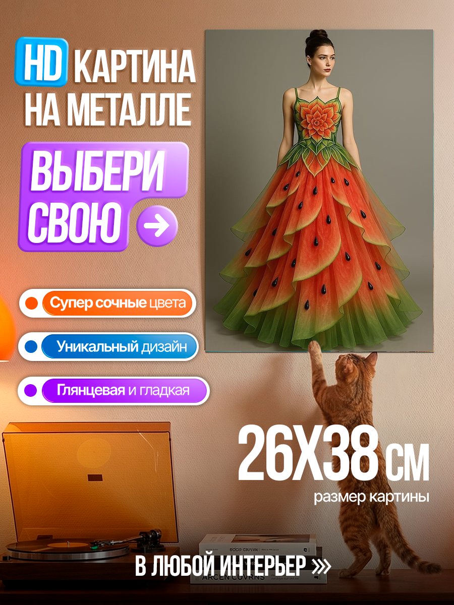 Картина на металле Платье арбуз
