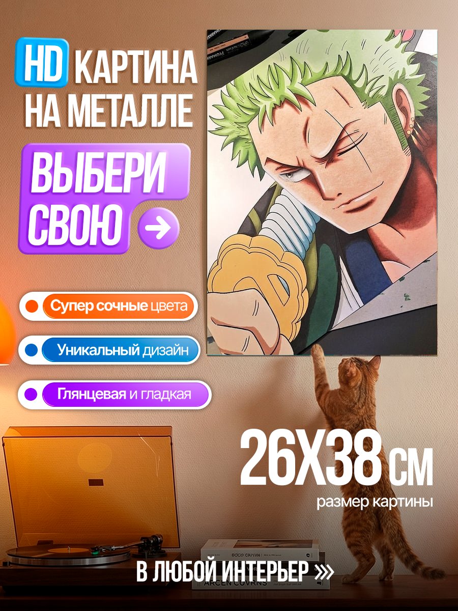 Картина на металле Зоро из Ван Пис.