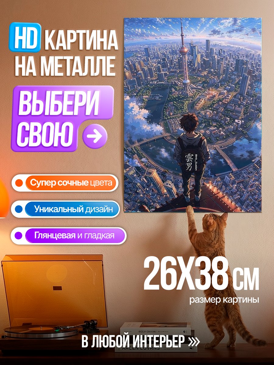 Картина на металле Парень на крыше