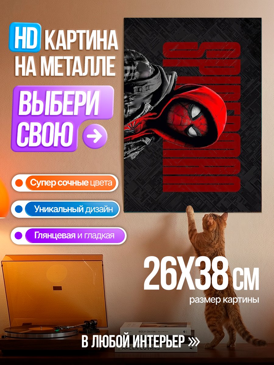 Картина на металле Человек-паук в капюшоне