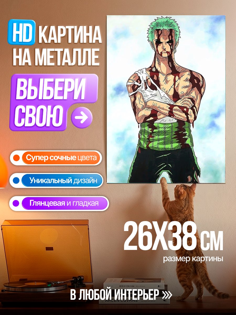Картина на металле Зоро в крови